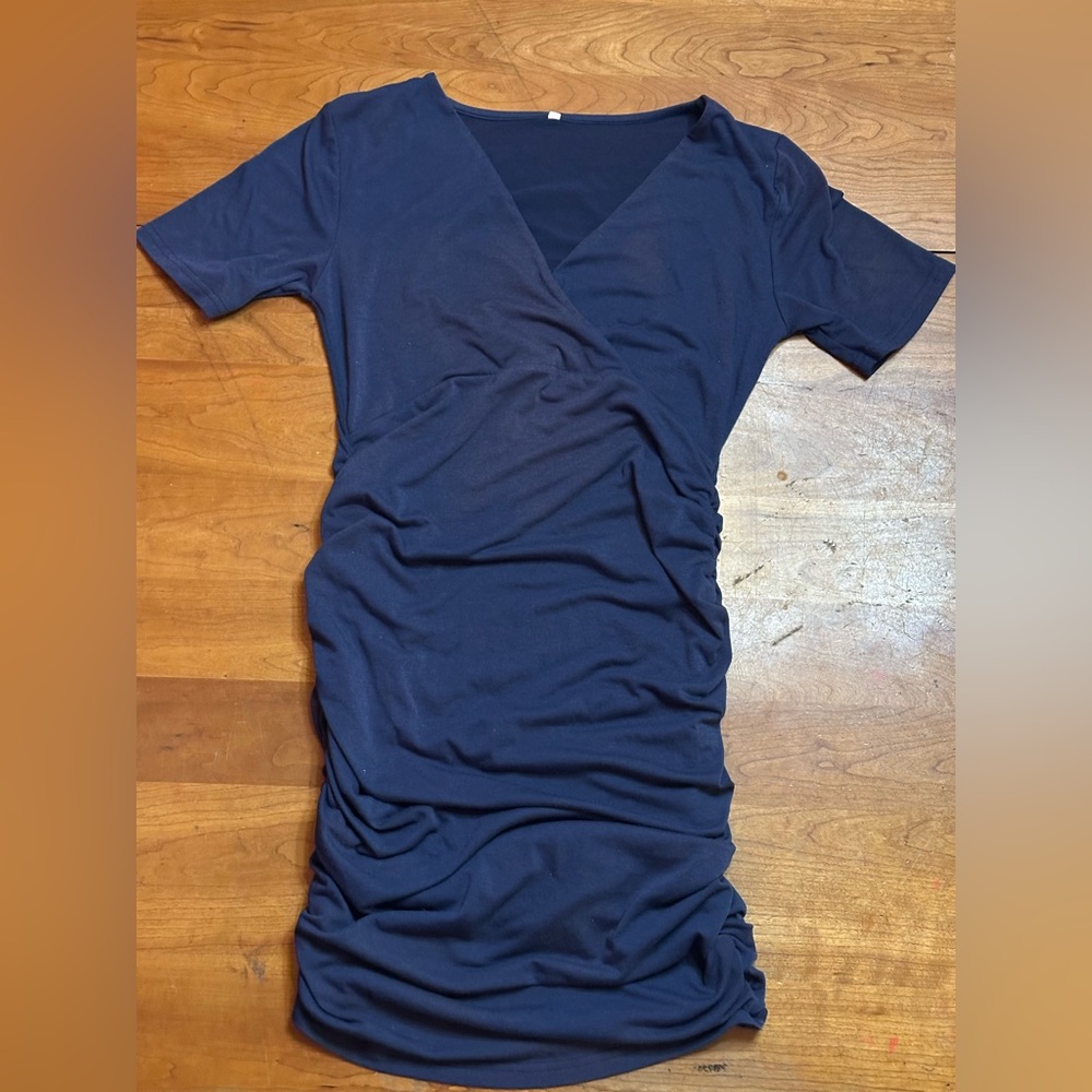 Liu & Qu Navy Blue Maternity Dress, short sleeve size M